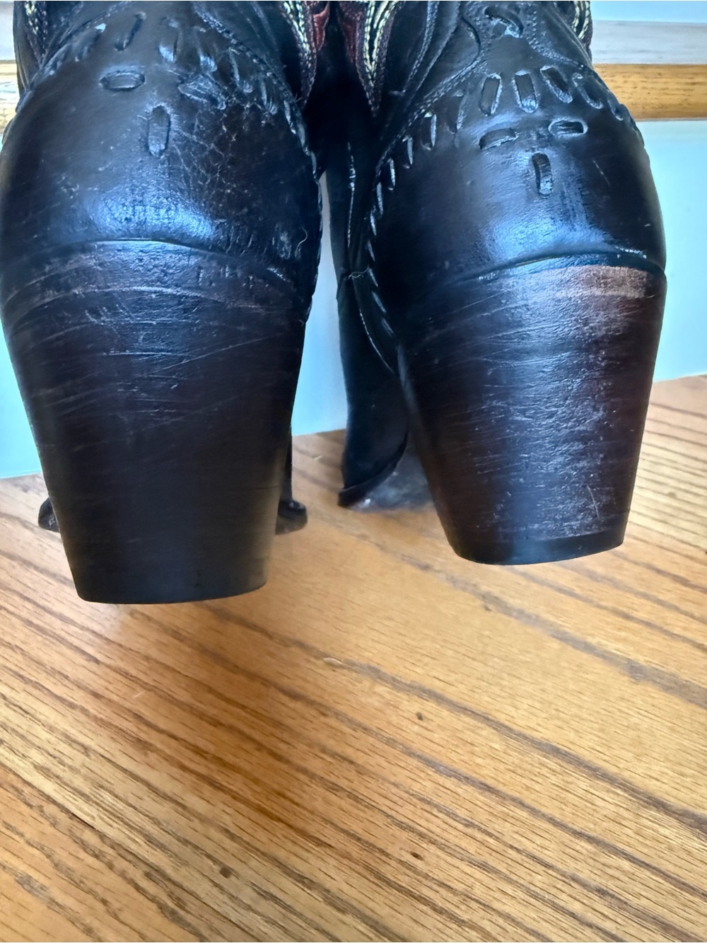Lucchese Black Leather Western Cowboy Women's Boots Size: 8B Made In Mexico - Picture 6 of 16